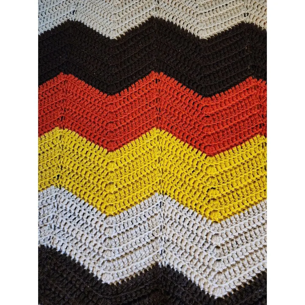 Vintage Handmade Crocheted‎ Throw Blanket Afghan 76